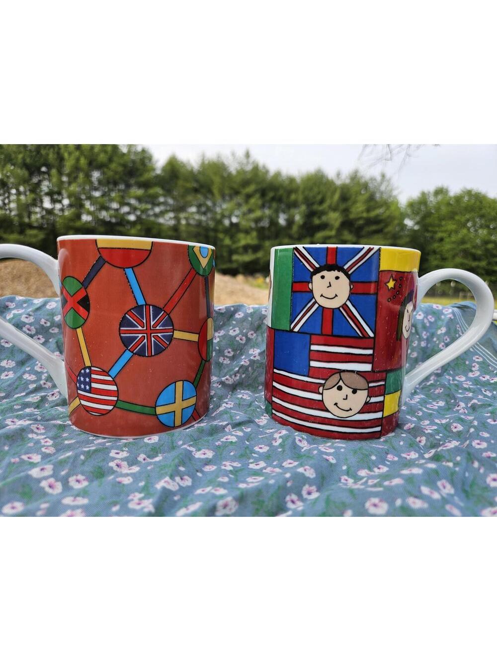 Vintage Pair of Save the Children Mugs - Children of the World & Unity
